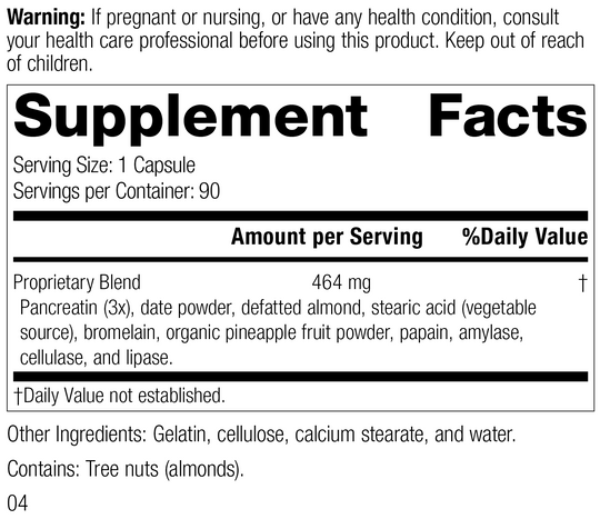 5685 Multizyme R02 Supplement Facts