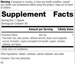 5685 Multizyme R02 Supplement Facts