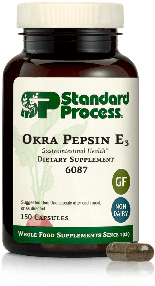 Okra Pepsin E3, 150 Capsules