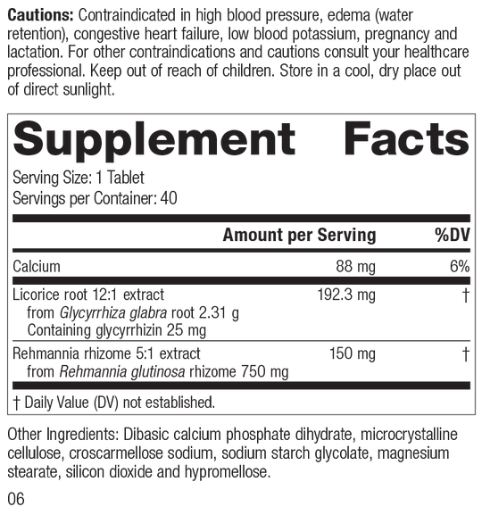 Adrenal Complex, 40 Tablets, Rev 05 Supplement Facts