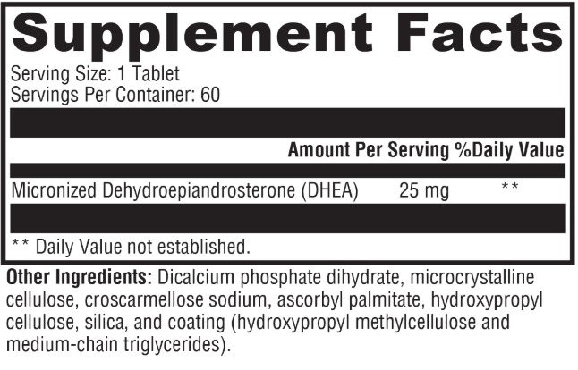 DHEA Micronized 25mg 60 Tablets