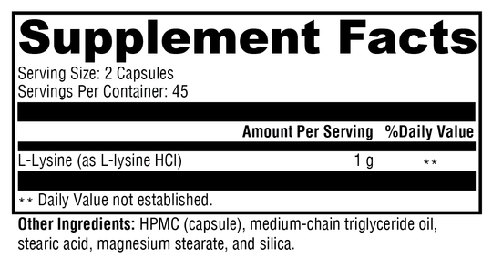 L-Lysine 90 Capsules