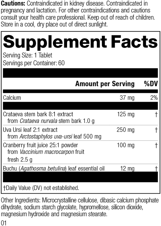 Supplement Facts for Cranberry Complex M1230, Revision 01.