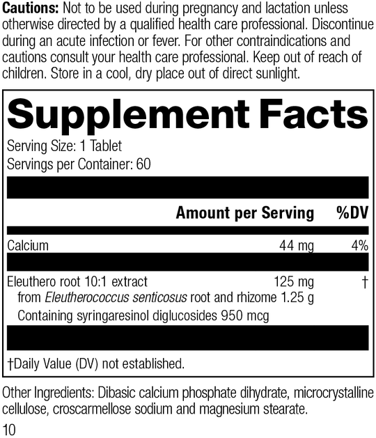 Eleuthero, 60 Tablets, Rev 10 Supplement Facts