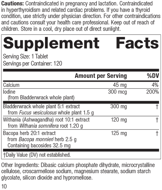 Thyroid Complex, 120 Tablets, Rev 10 Supplement Facts